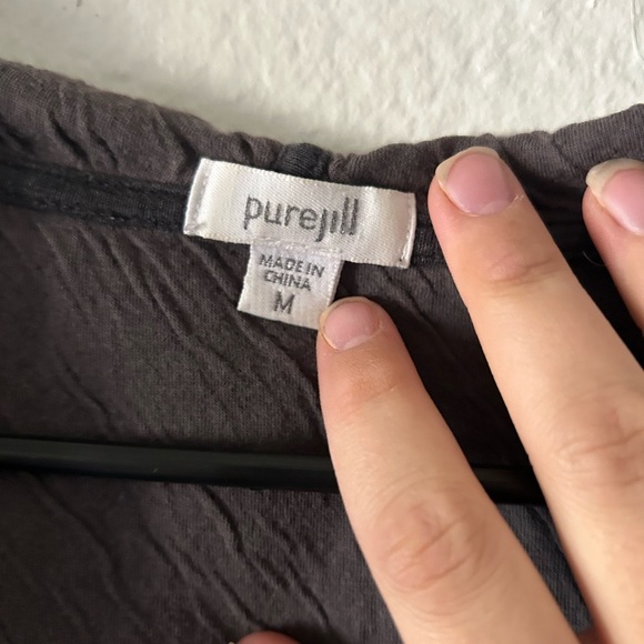 J Jill Pure Jill Cotton Ribbed Dark Gray Hooded Pullover M Cozy Coastal Grandma - Picture 2 of 14